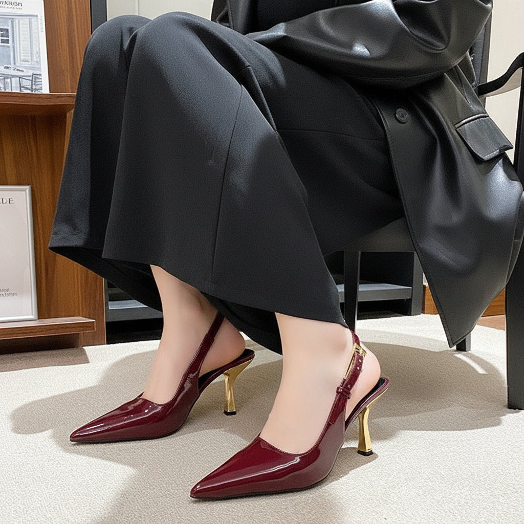 Sarah Express Pointed-Toe Stiletto Sandals Low Heel