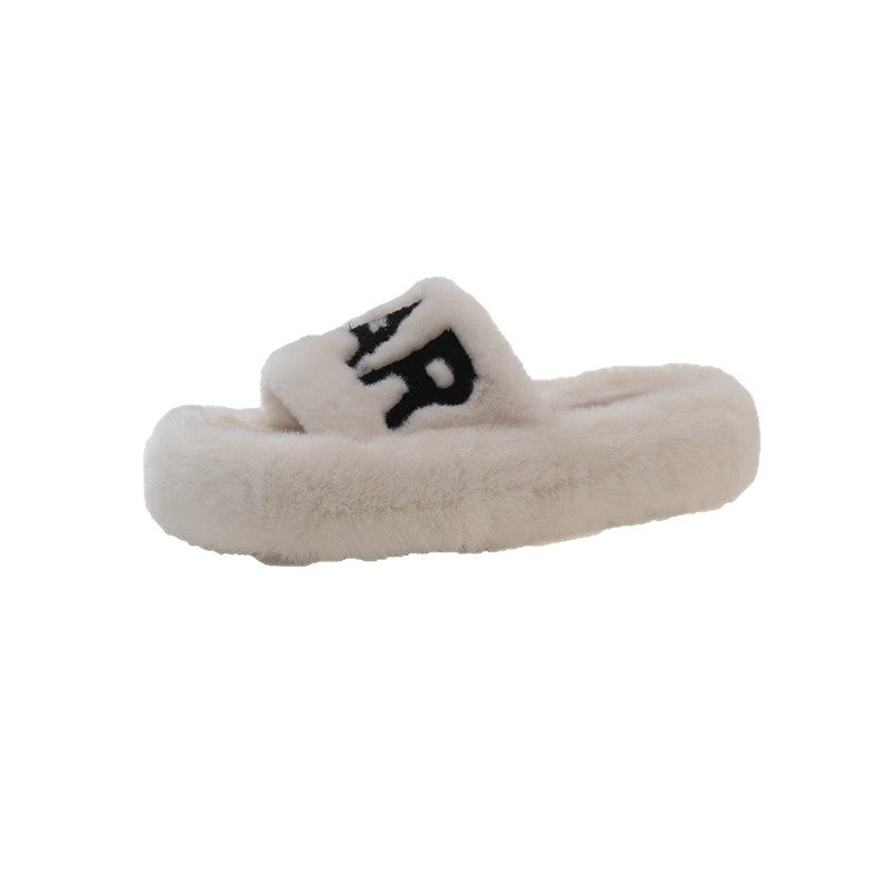 Sarah Express Plush Floral Flat Slippers