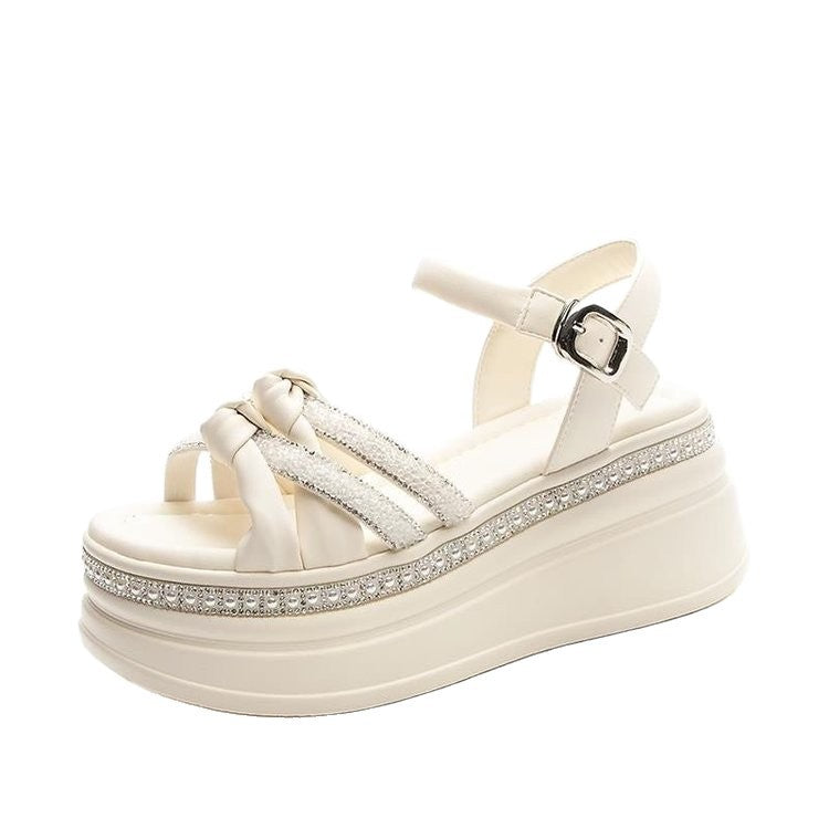 Sarah Express Platform Wedge Sandals with Buckle Closure