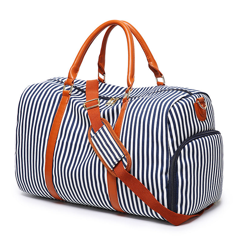 Sarah Express Striped Canvas Travel Duffel Bag