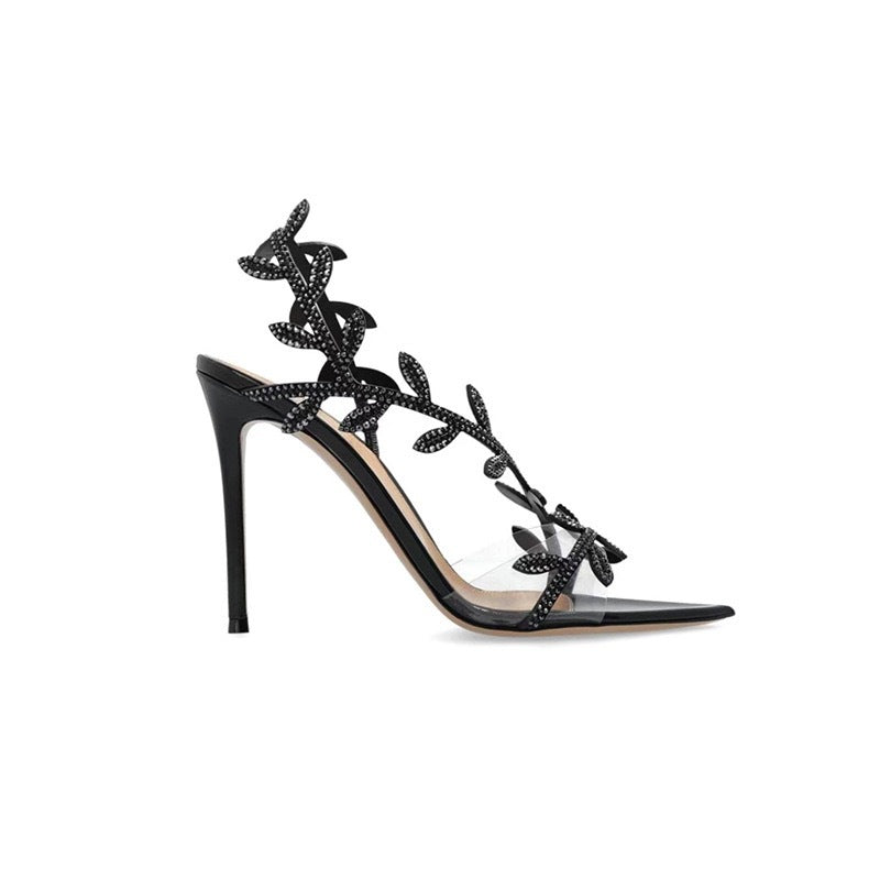 Sarah Express Pointed Toe Stiletto Heels with Leaf Detail