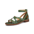 Sarah Express Women's Retro Cross-Strap Flat Sandals Green