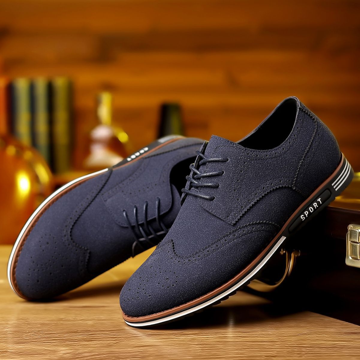 Sarah Express Men's Casual Suede Low-Top Shoes