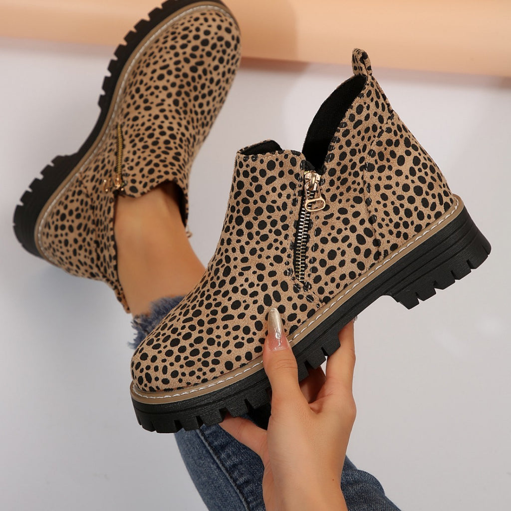 Sarah Express Leopard Print Pointed Toe Ankle Boots