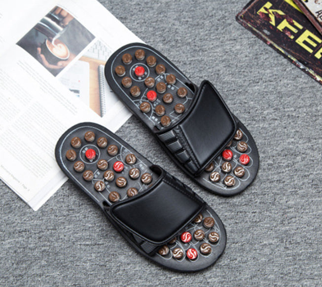 Sarah Express Adjustable Velcro Strap Massage Slippers Black1