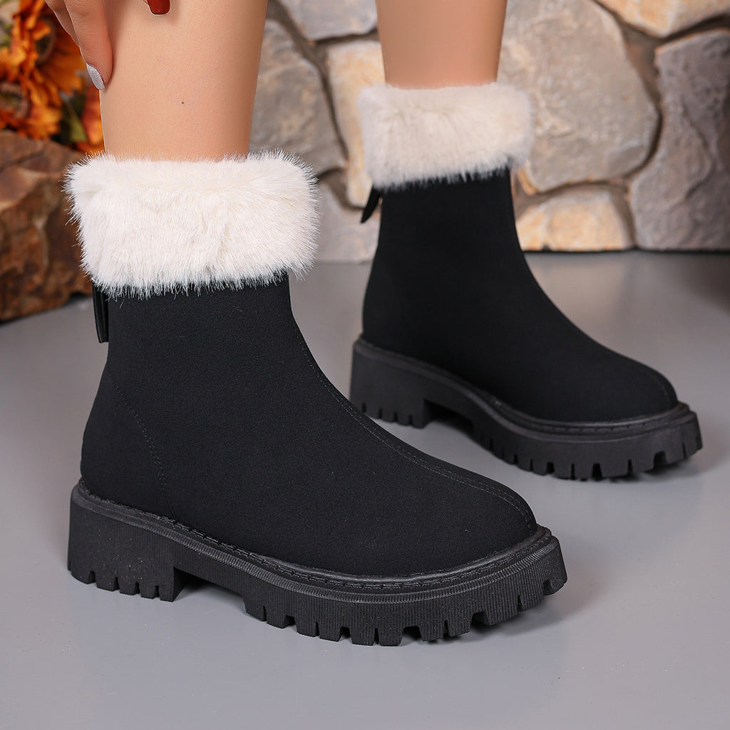 Sarah Express Plush Platform Mid-Calf Winter Boots Black
