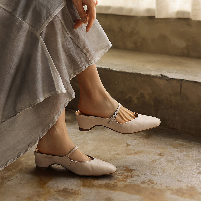 Sarah Express Full Grain Leather Mary Jane Mules