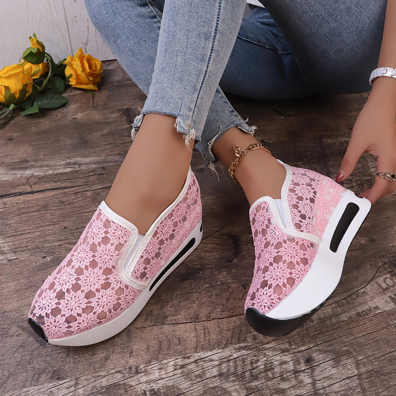Sarah Express Lace Mesh Platform Slip-On Flats
