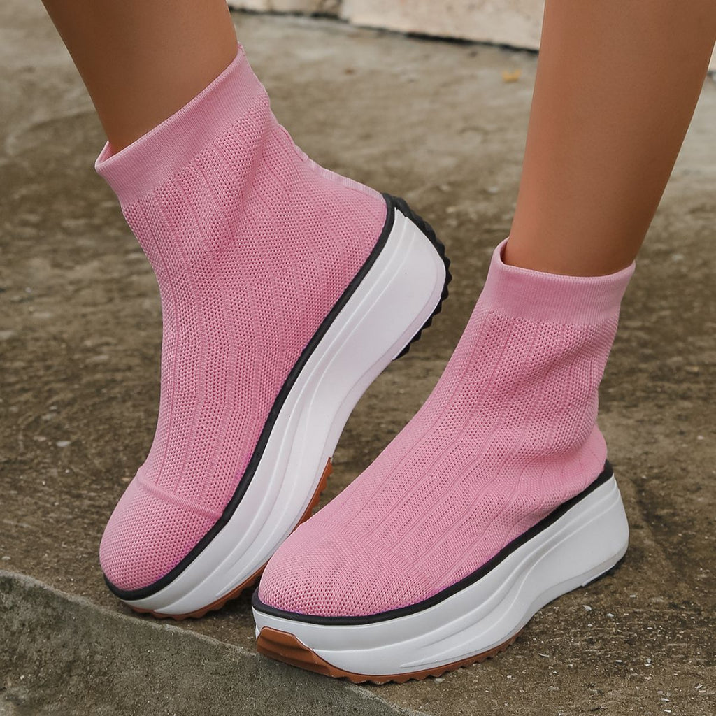 Sarah Express Women's Thick-Soled Knit Ankle Boots