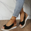 Sarah Express Bow Detail Platform Peep Toe Sandals Black