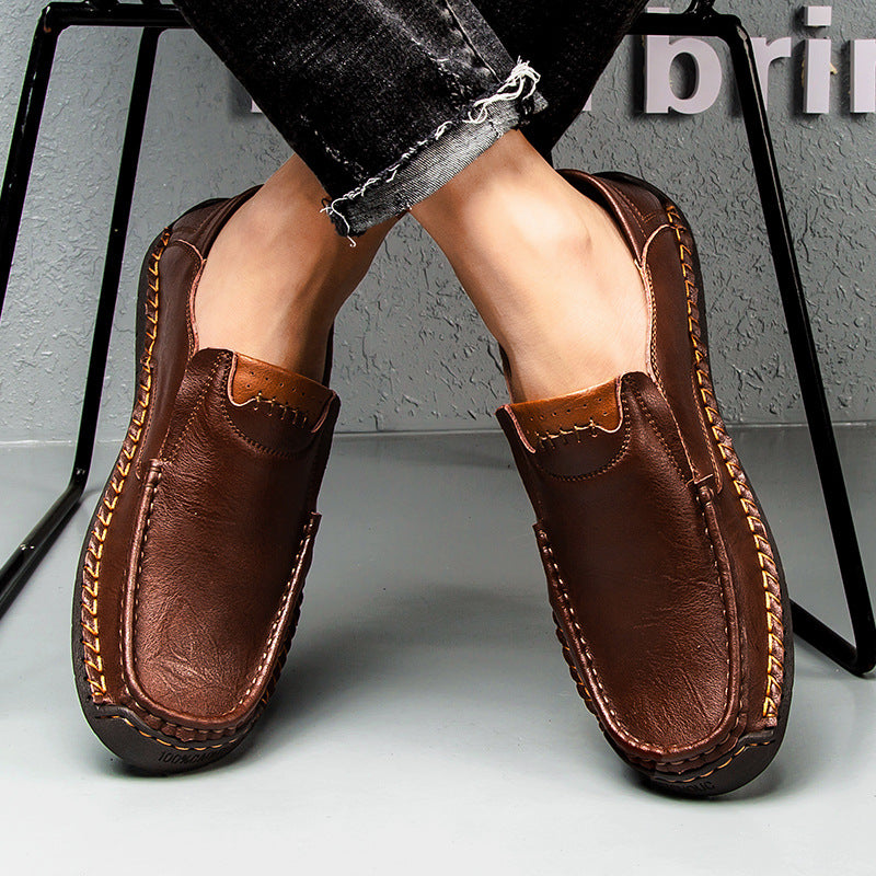 Sarah Express Men's Casual Leather Slip-On Loafers