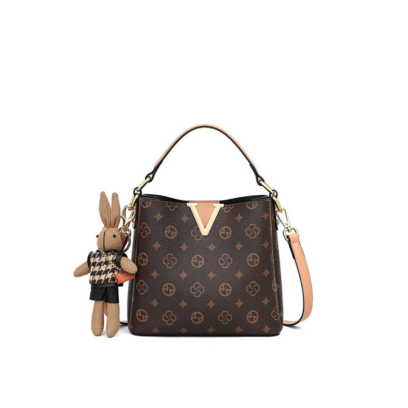 Sarah Express Printed Bucket Shoulder Bag with Charm