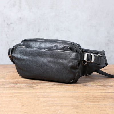 Sarah Express Compact Cowhide Leather Crossbody Fanny Pack