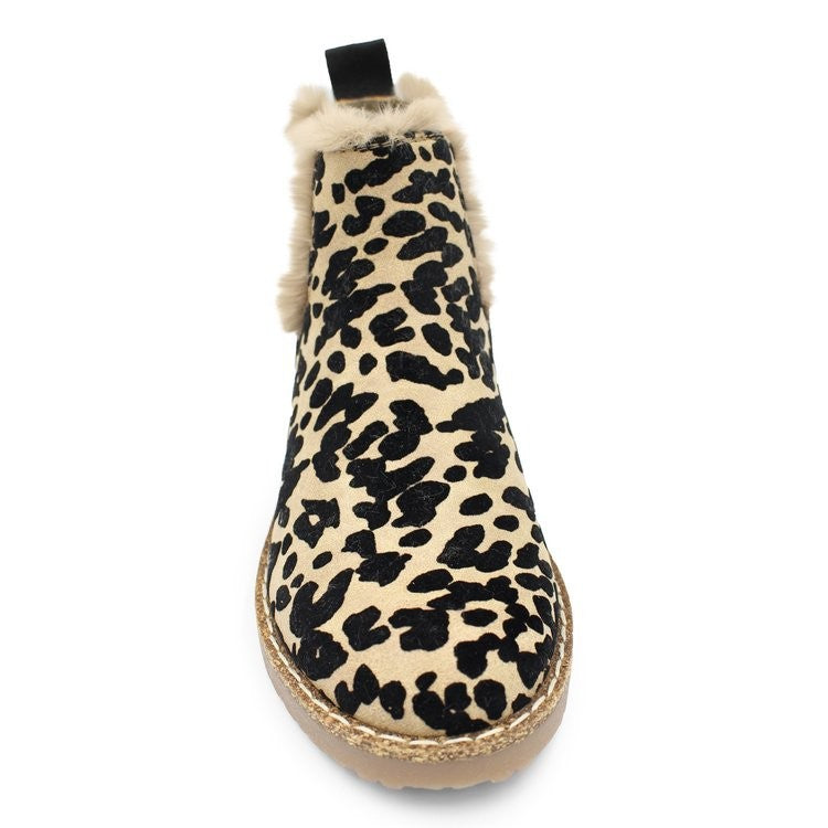 Sarah Express Women's Suede Winter Ankle Boots Leopard Print