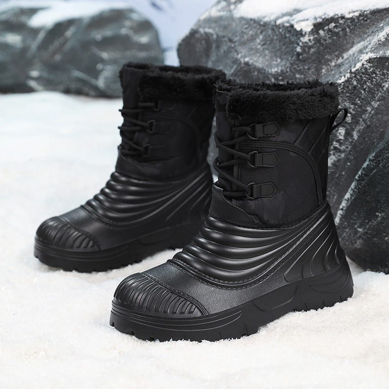 Sarah Express Men's Fleece Lined Winter Snow Boots Black