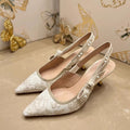 Sarah Express Gold Bow Strap Pointed Toe Heels 9. 5cm