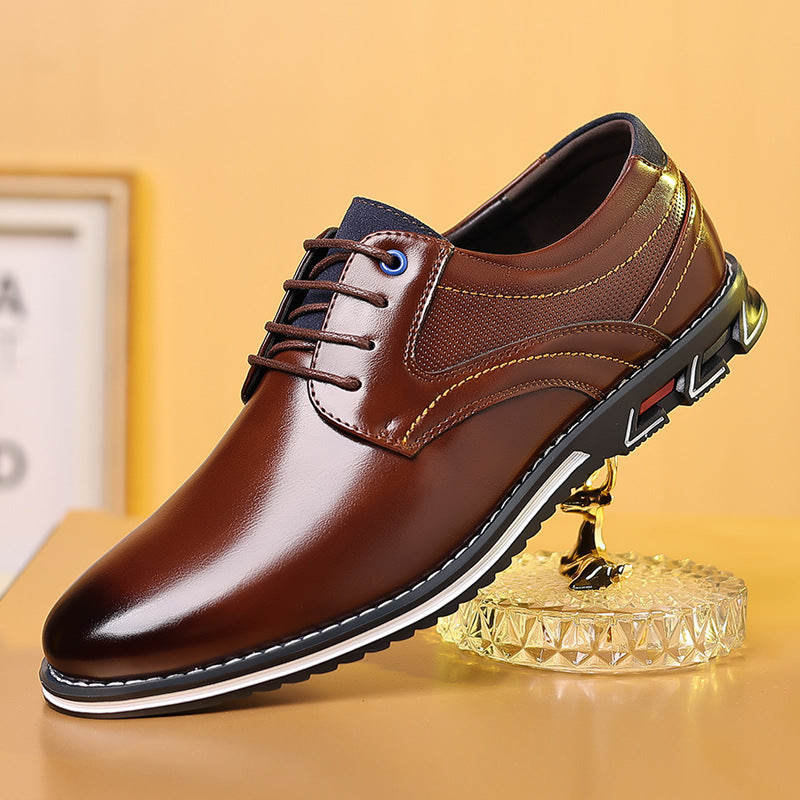 Sarah Express Men's Casual Leather Stitching Work Shoes