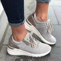 Sarah Express Women's Lace-Up Low Top Sneakers Grey
