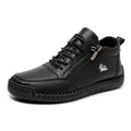 Sarah Express Hand-Stitched Microfiber Casual Flat Shoes Black