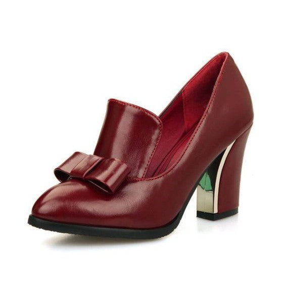 Sarah Express Chunky Heel Bow Mary Jane Pumps