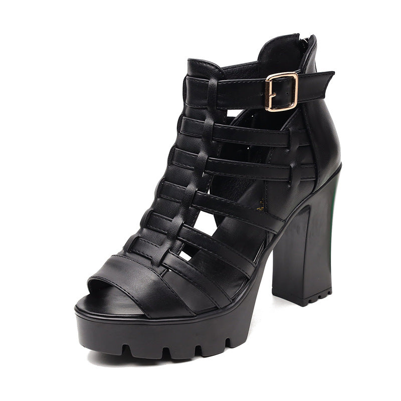 Sarah Express Cutout Platform Sandals with Back Zipper