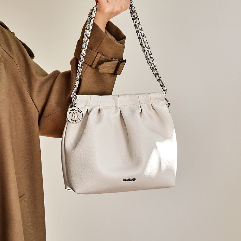 Sarah Express Genuine Leather Bucket Bag Chain Strap
