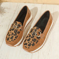 Sarah Express Round Toe Metal Buckle Leisure Loafers Brown