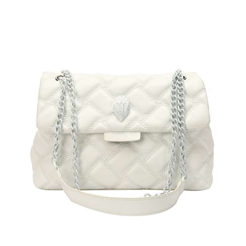Sarah Express Plaid Embossed Chain Shoulder Bag White