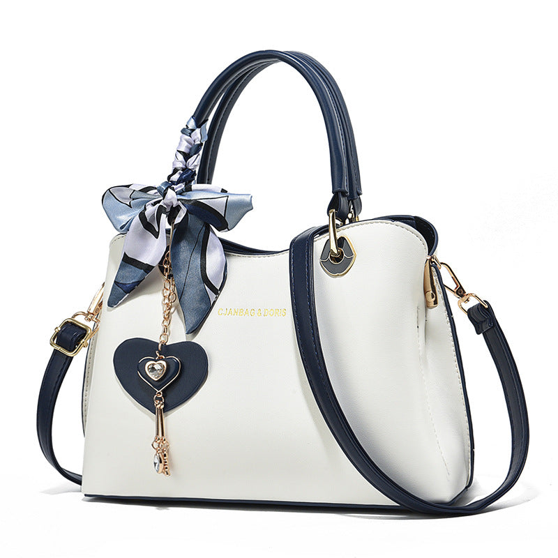 Sarah Express Urban Minimalist Patchwork Crossbody Tote Bag White 26x13x18CM