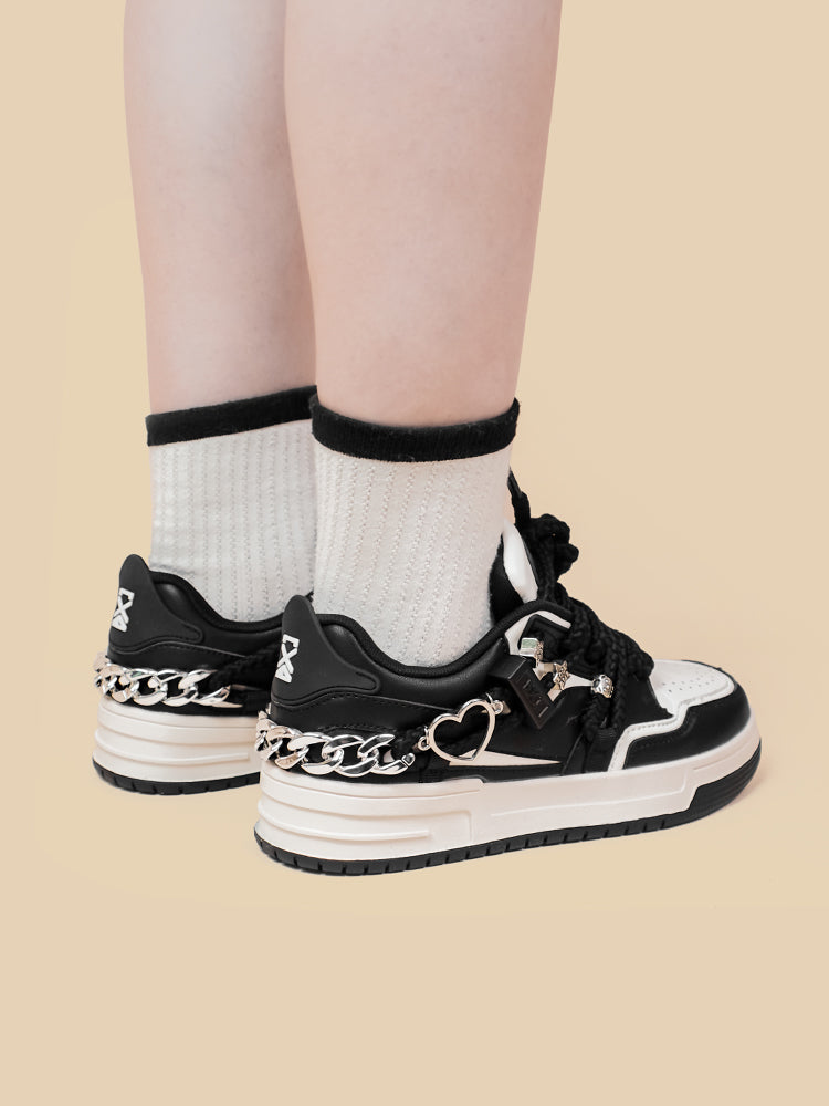 Sarah Express Heart Chain Platform Sneakers
