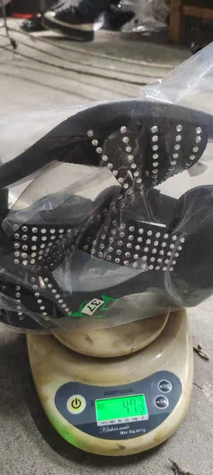 Sarah Express Rhinestone Embellished Open Toe Block Sandals