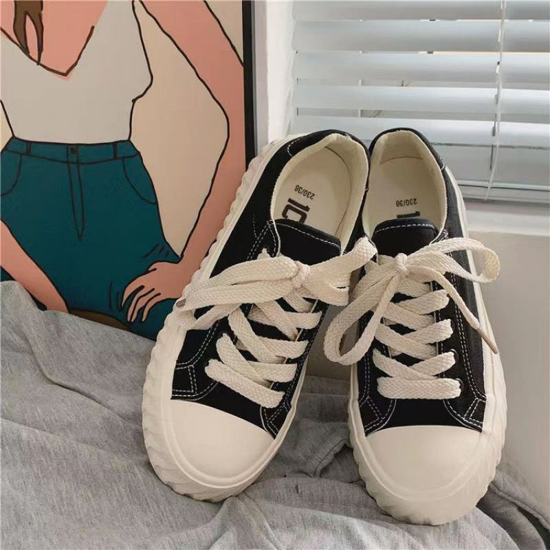 Sarah Express Microfiber Lace-Up Platform Wedge Sneakers Black