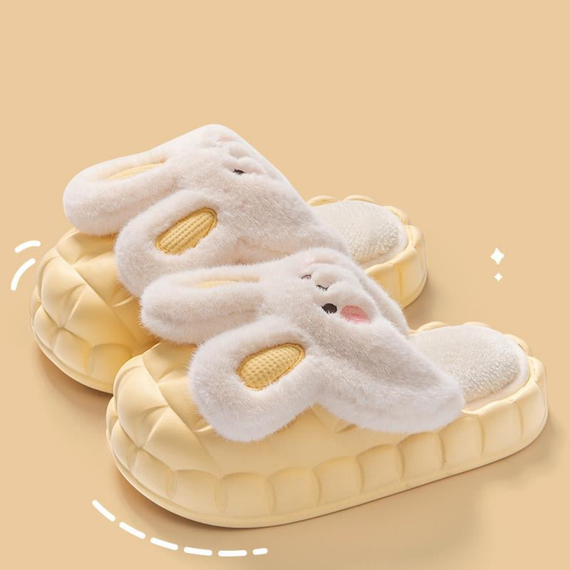 Sarah Express Unisex Rabbit Plush Washable House Slippers Yellow