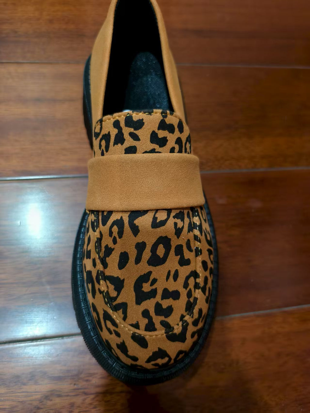 Sarah Express Women's Leopard Print Platform Slip-On Loafers Yellow Leopard Print