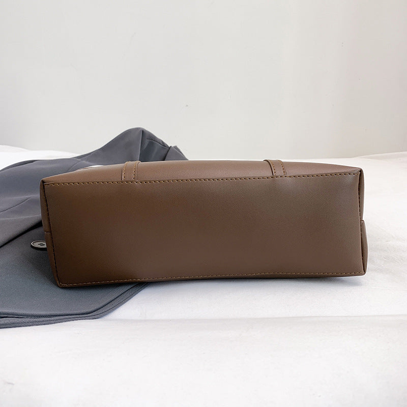 Sarah Express Structured PU Leather Commuter Shoulder Tote