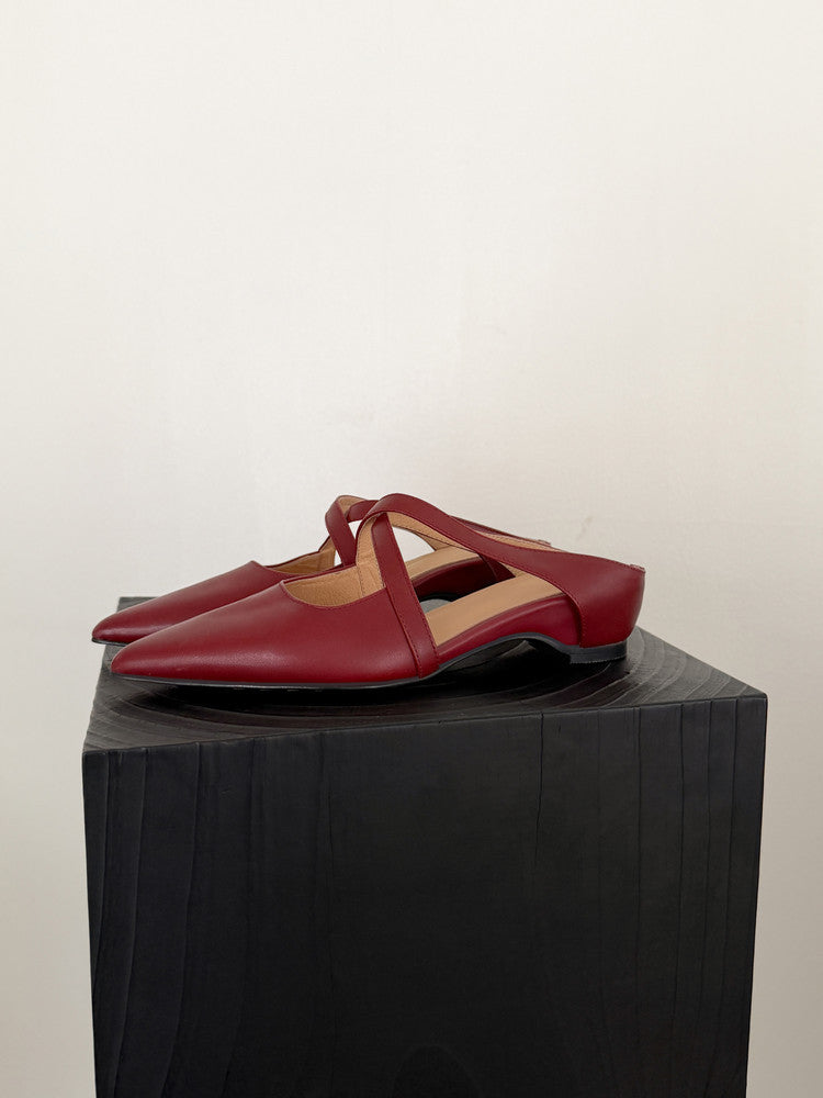 Sarah Express Pointed Toe Cross Strap Wedge Mules