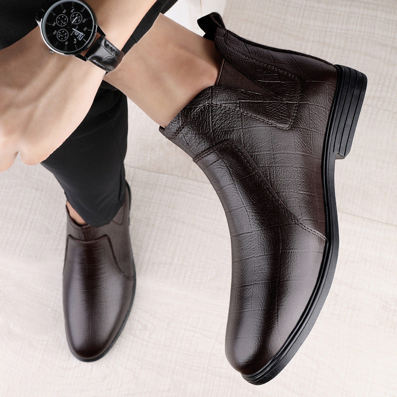Sarah Express Men's Casual Leather Slip-On Boots