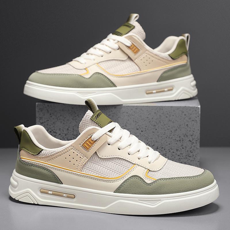 Sarah Express Men's Layered Casual Board Sneakers Beige Green