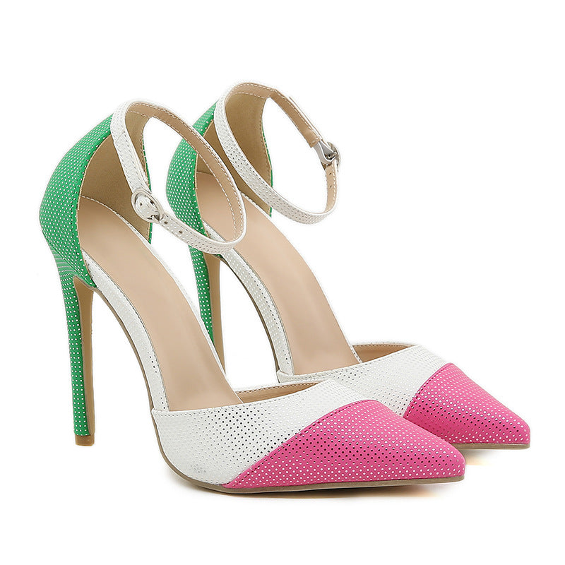 Sarah Express Multicolor Pointed Toe Ankle Strap Heels