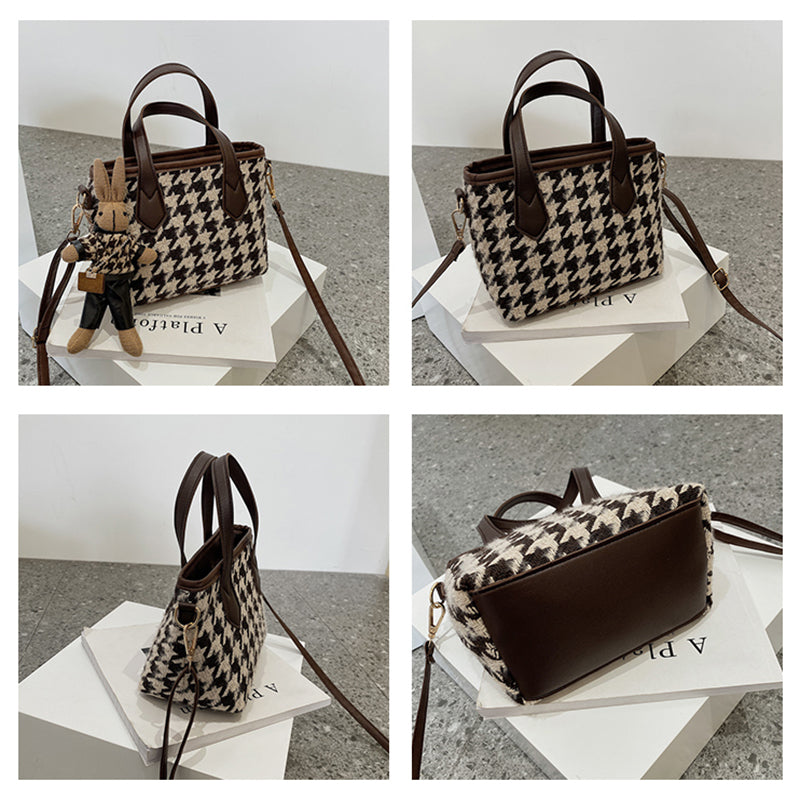 Sarah Express Houndstooth Structured Shoulder Messenger Bag