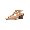 Sarah Express Handcrafted Cowhide Leather Block-Heel Sandals Nude