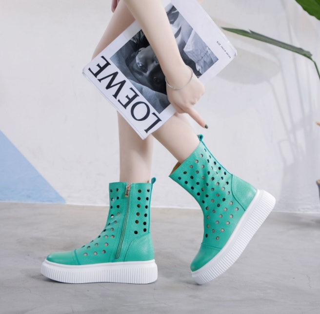 Sarah Express Breathable Cutout Platform Ankle Boots