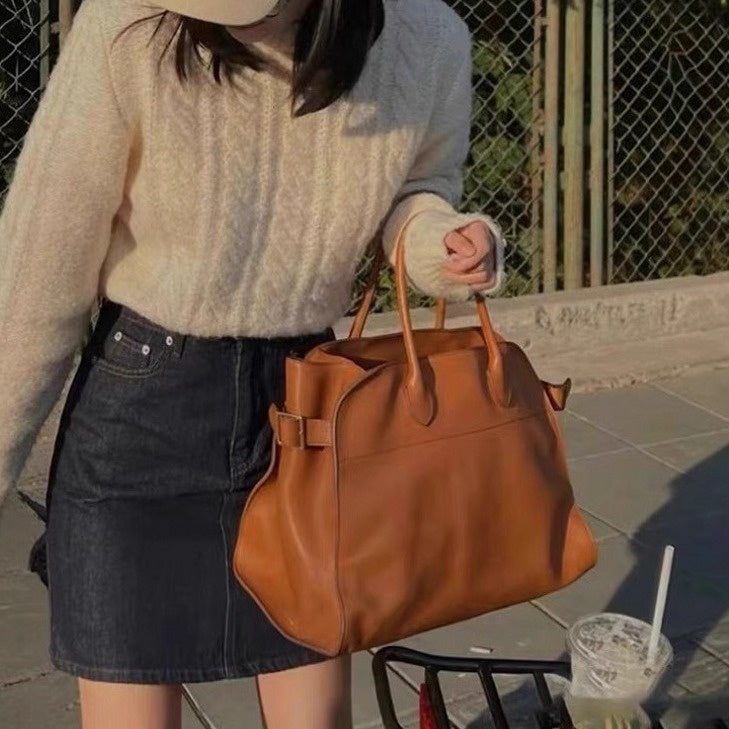 Sarah Express Textured Suede Commuter Tote Handbag