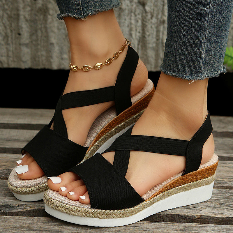 Sarah Express Cross-Strap Platform Wedge Gladiator Sandals
