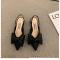 Sarah Express Pointed Toe Bow Embellished Slingback Sandals Black