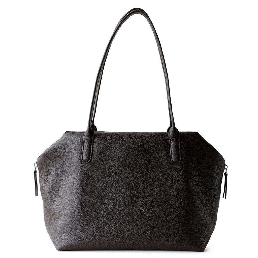 Sarah Express Genuine Leather Vertical Shoulder Handbag Chestnut Brown