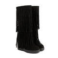 Sarah Express Women's Retro Tassel Wedge Boots Black