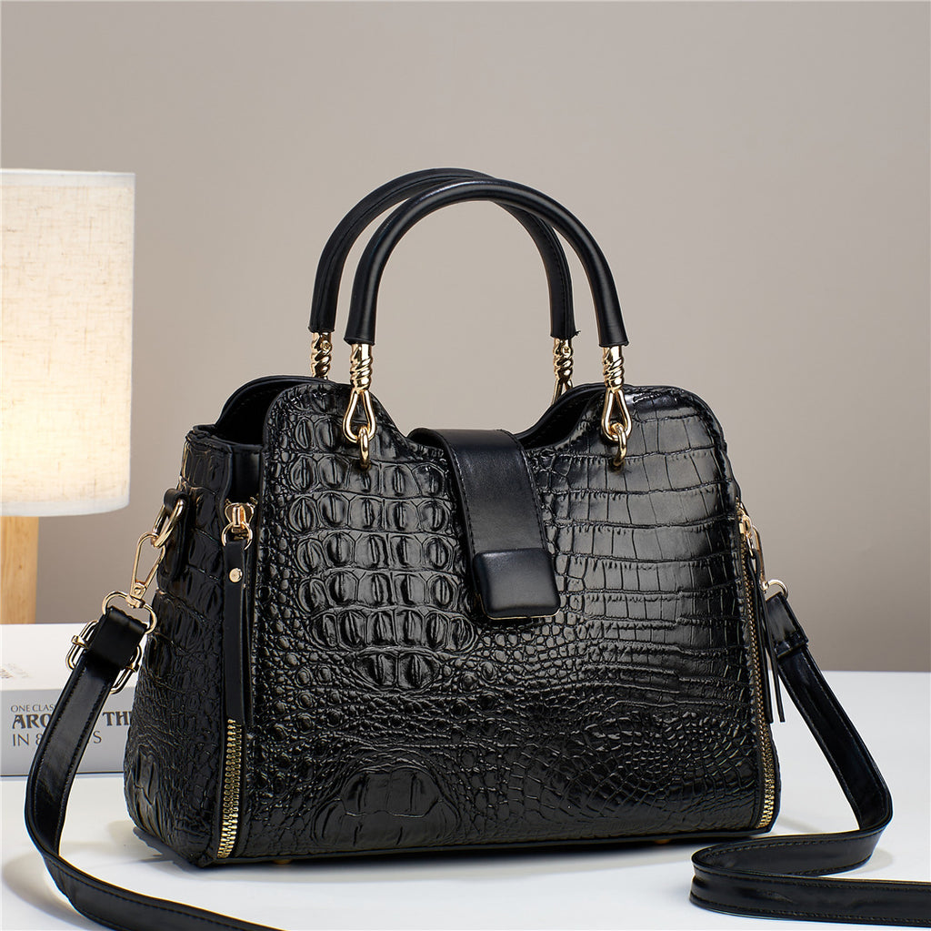 Sarah Express Structured Pattern Shoulder Messenger Bag Black