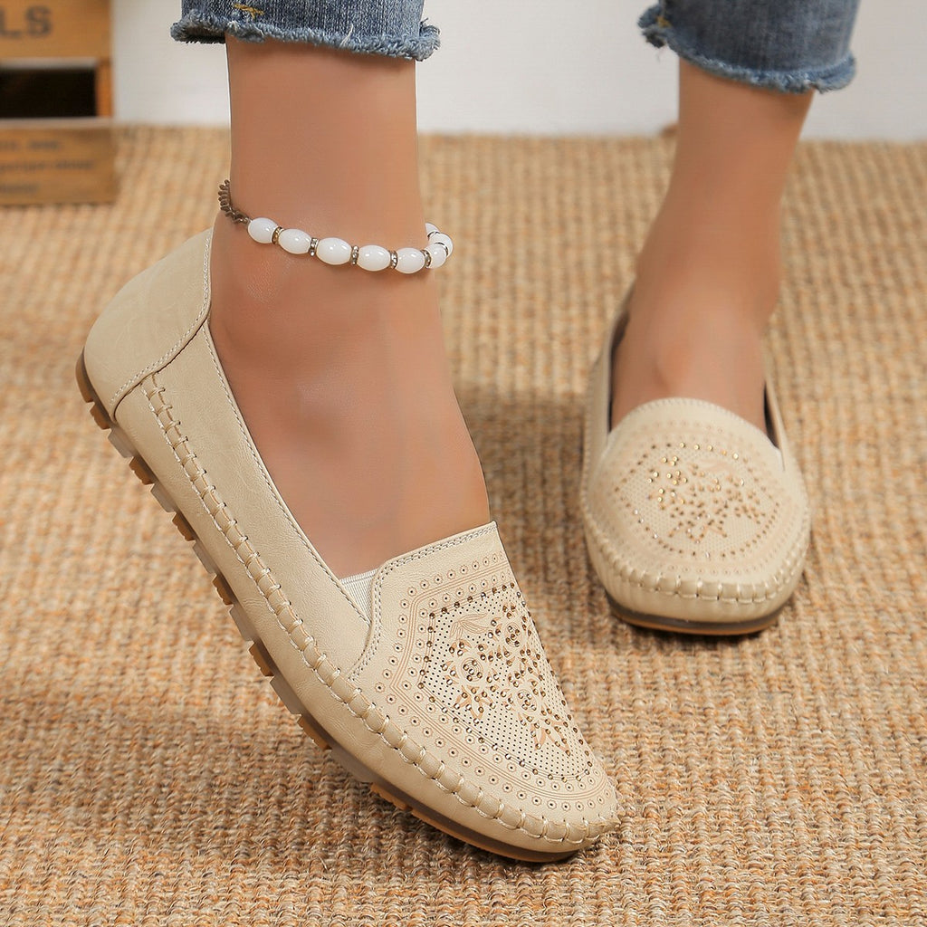 Sarah Express Handmade Stitched Gommino Flat Loafers