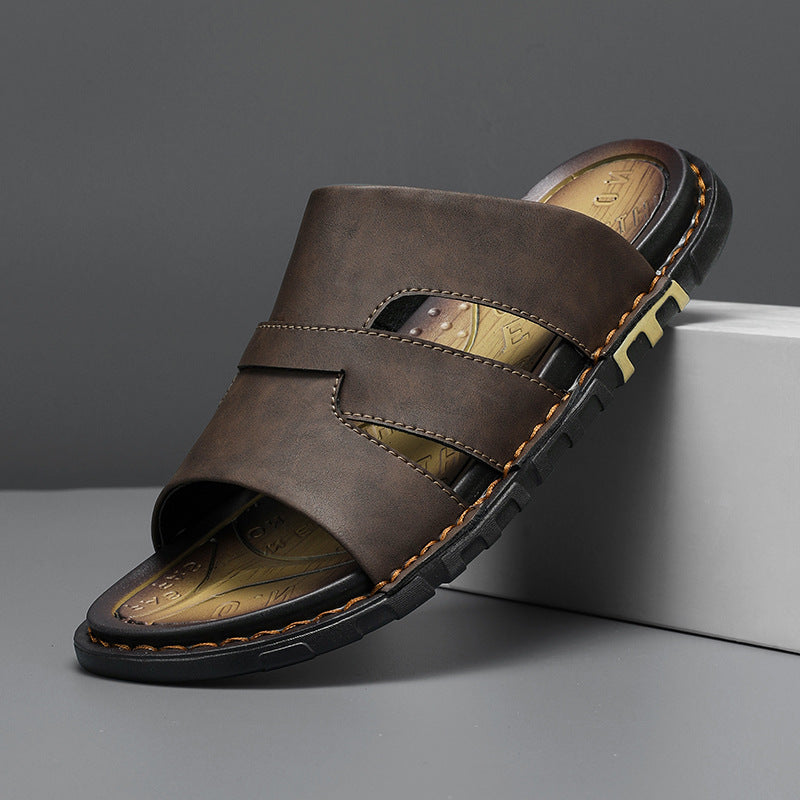 Sarah Express Handmade Microfiber Leather Men's Slip-On Slides